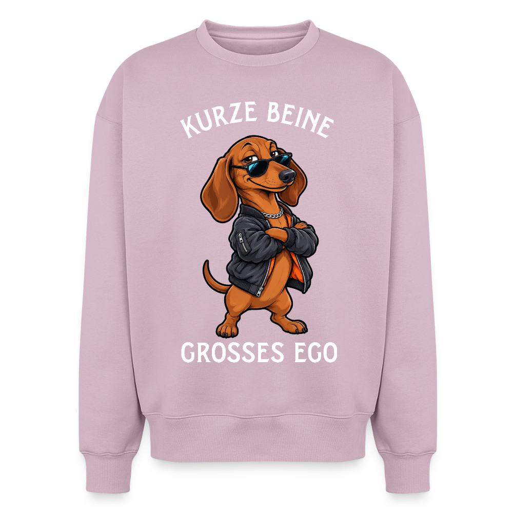 Dackel Sweater in Altrosa – lustiger Cartoon-Hund mit Spruch „Kurze Beine“ auf der Rückseite | Geschenk für Hundeliebhaber von Pfotenart