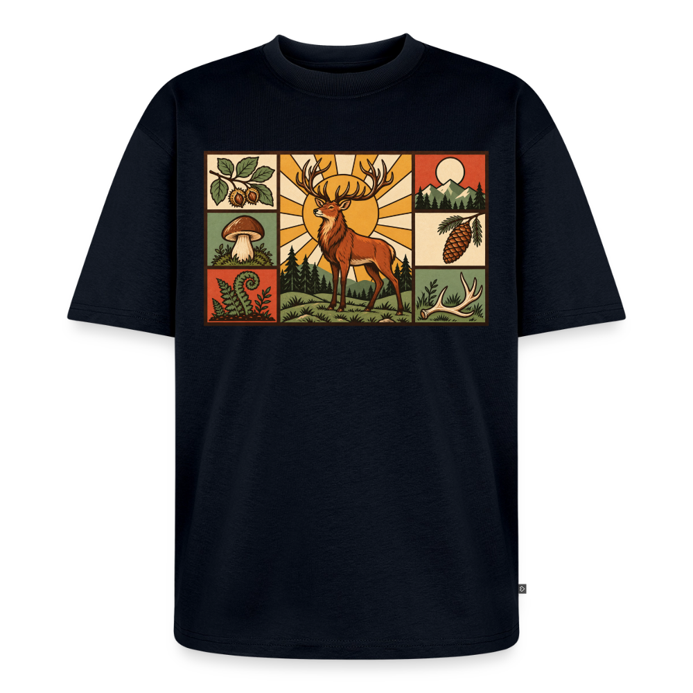 Wald Hirsch Premium Oversized Bio T-Shirt - Navy