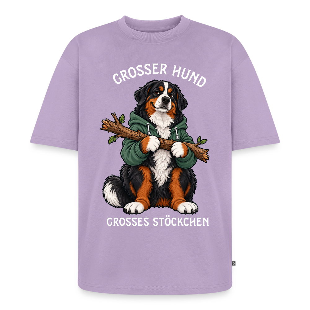 Berner Sennenhund T-Shirt in Lavendel – lustiger Cartoon-Hund mit Spruch „Grosser Hund“ | Geschenk für Hundeliebhaber von Pfotenart