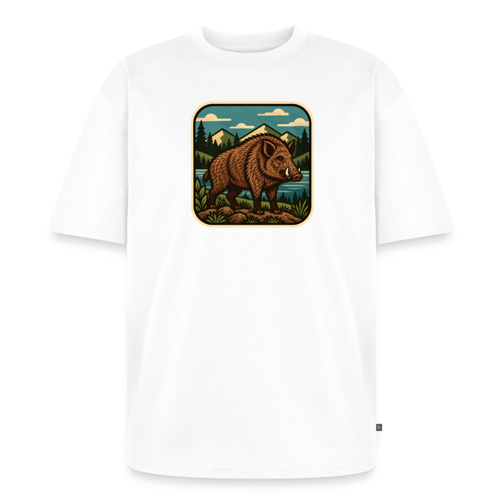 Waldwappen Wildschwein  Premium Oversized Bio T-Shirt - Weiß