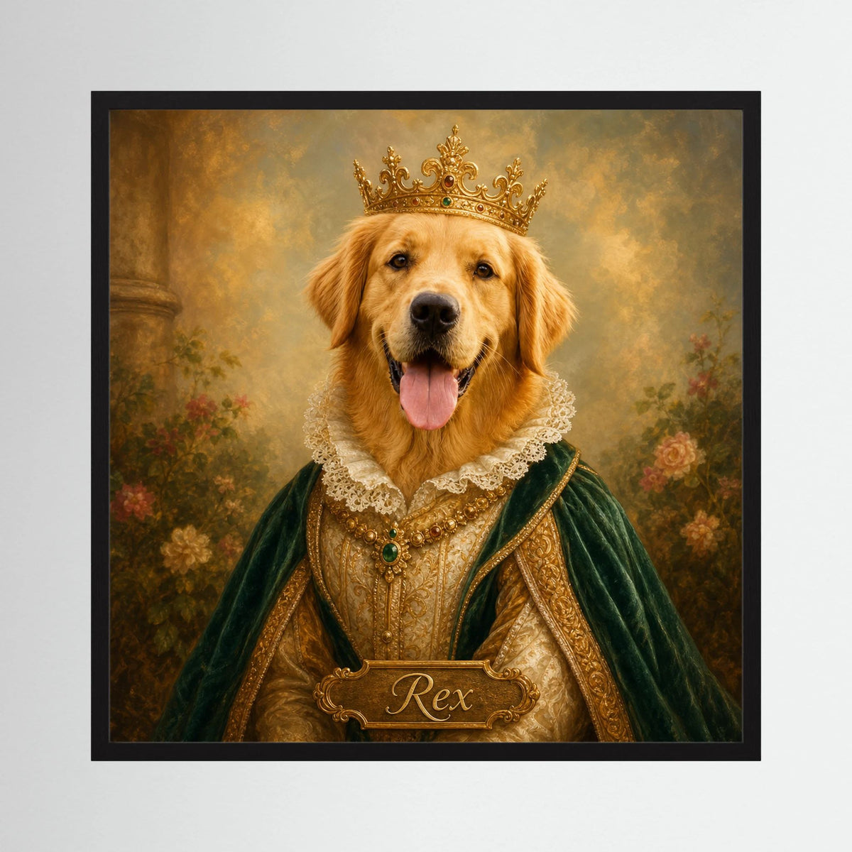 Hundeportrait Poster im schwarzen Rahmen